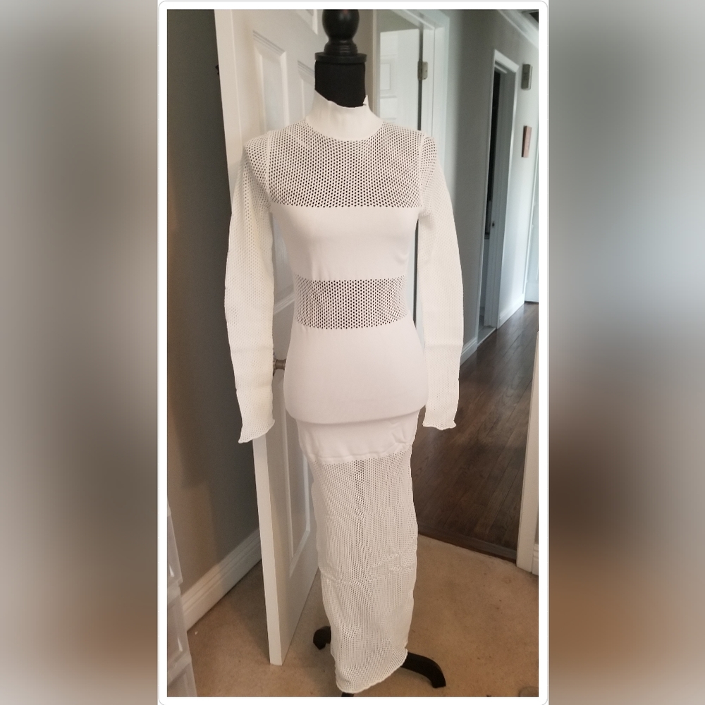 White open knit dress